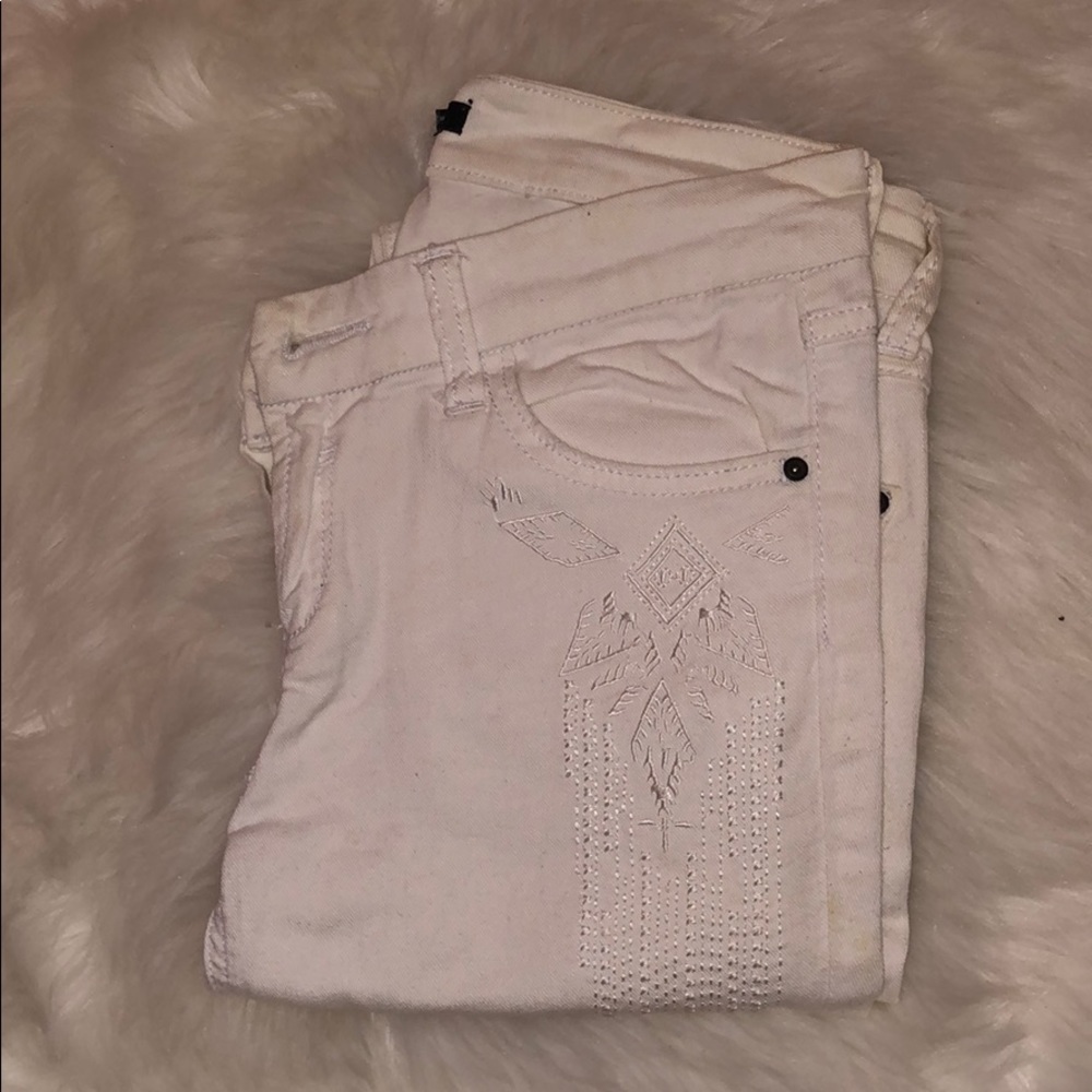 White Geometric Jeans